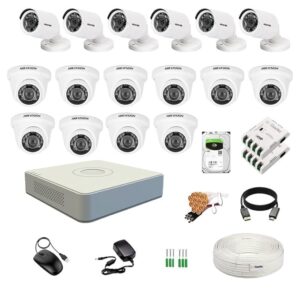 Clocite HIKVISION 16 Channel DVR with 2MP 10 Dome & 6 Bullet Cameras (Day/Night Vision)