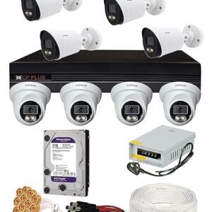 CP Plus 2.4 MP Guard+ Colorful Vision in Night 8 Camera Combo Kit with (8Ch DVR, 4 Dome Cameras, 4 Bullet Cameras)